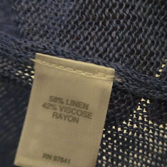 J. Jill Long Line Open Front Linen Blend Blue Cardigan Sweater Size Mp - Picture 4 of 5